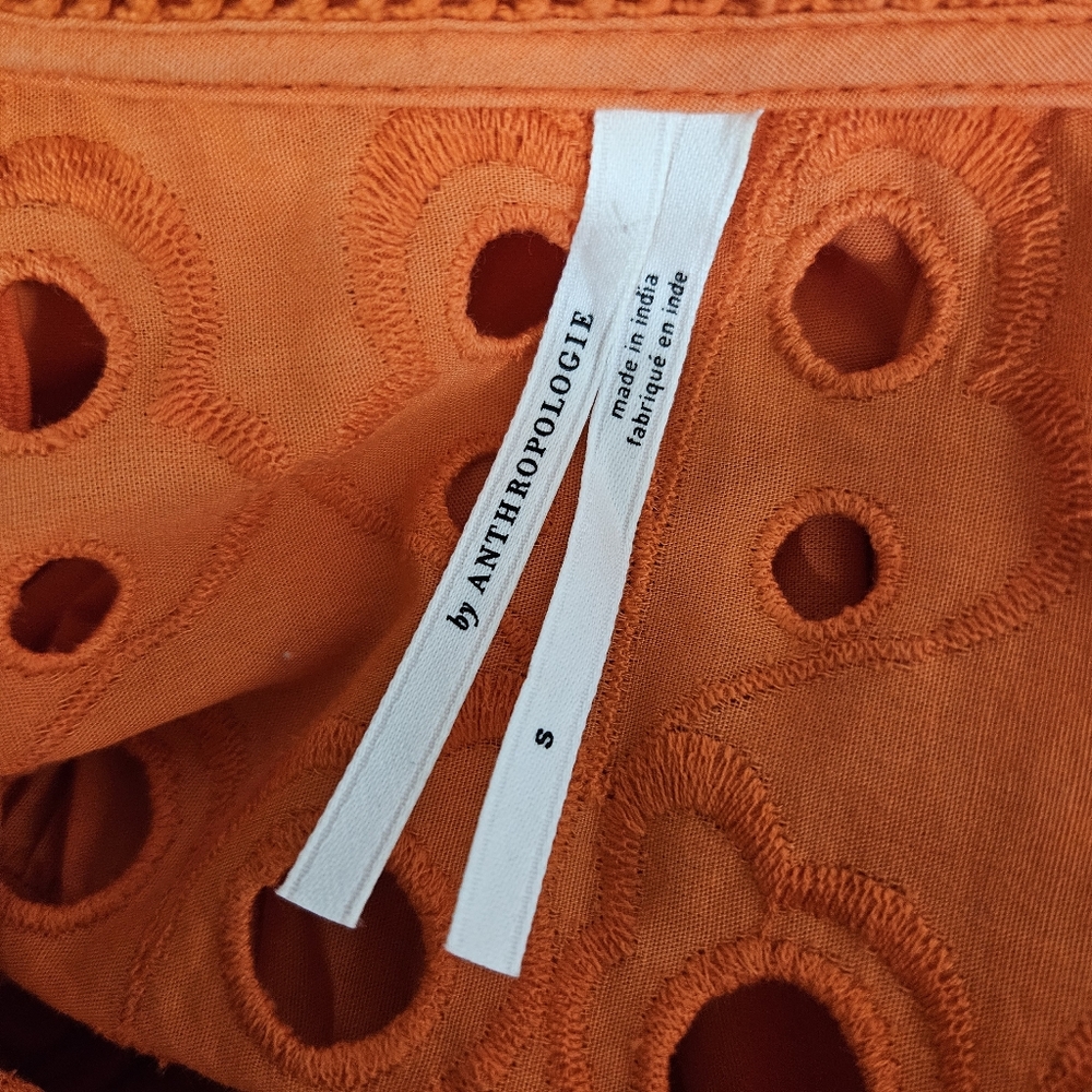 Anthropologie Orange Eyelet Peasant Blouse - Picture 12 of 16